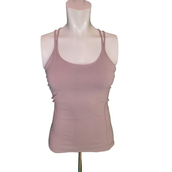 Lululemon Free To Be Tank *Everlux Bra Top Strappy Back Smoky Blush Sz 4 - Picture 6 of 9
